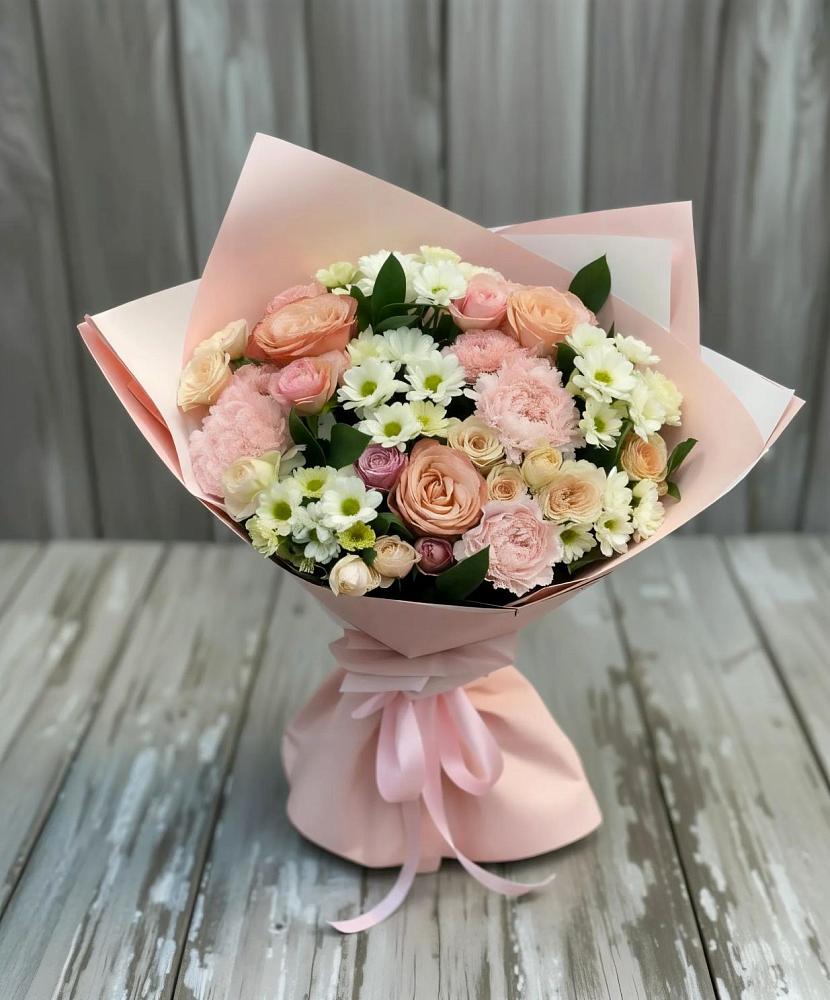 Букет цветов из: Гвоздики, Розы и Хризантемы в Новопокровской