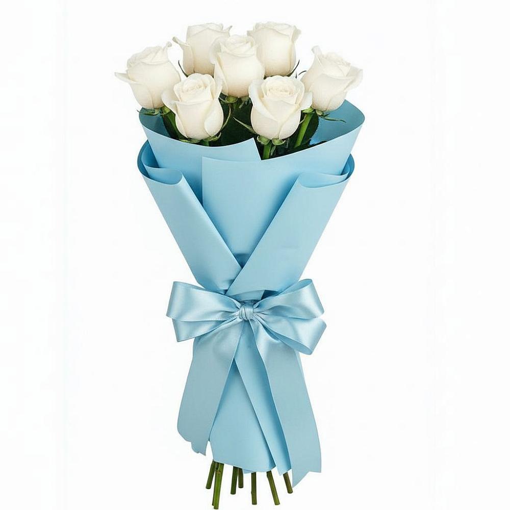 Букет 7 белых роз Проуд в Новопокровской