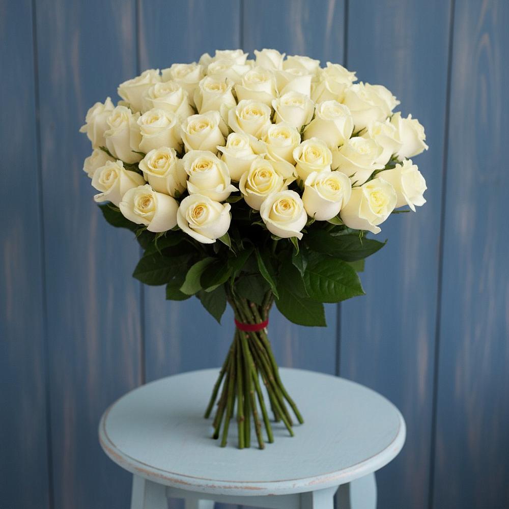 Букет 51 Белая роза Эдлесс Лав в Новопокровской