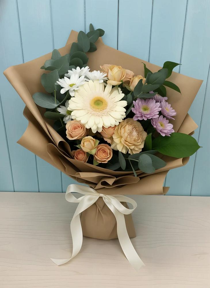 Букет цветов из: Герберы и Хризантемы в Новопокровской