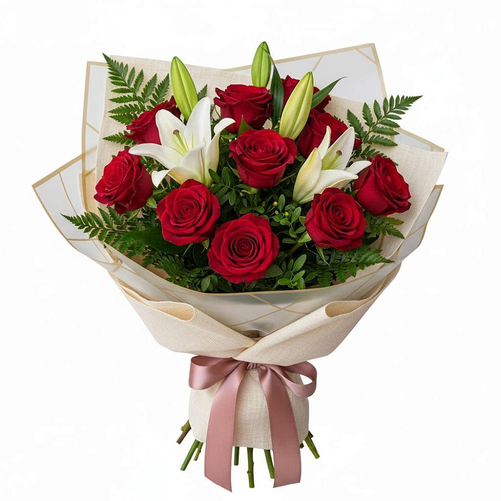 Букет цветов из: Лилии и Розы в Новопокровской