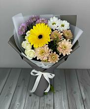 Букет цветов из:  Розы, Герберы и Хризантемы #REPLACE_PRED# Новопокровской