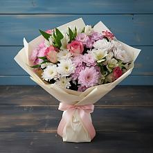 Букет цветов из:  Хризантемы, Альстромерии и Розы в Новопокровской