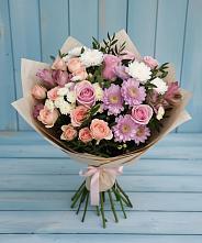Букет цветов из:  Хризантемы, Розы и Альстромерии в Новопокровской