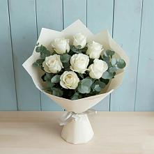Букет Белые розы в Эвкалипте #REPLACE_PRED# Новопокровской