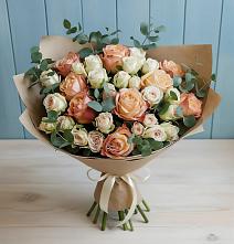 Букет цветов из:  Альстромерии и Розы #REPLACE_PRED# Новопокровской