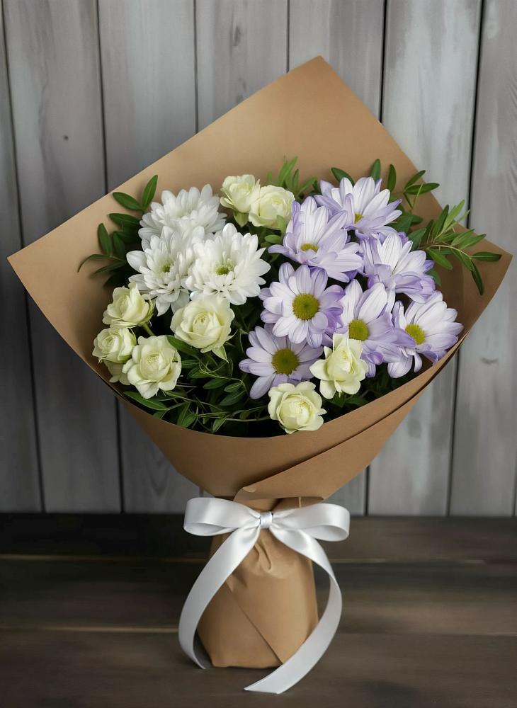 Букет цветов из: Хризантемы и Розы в Новопокровской